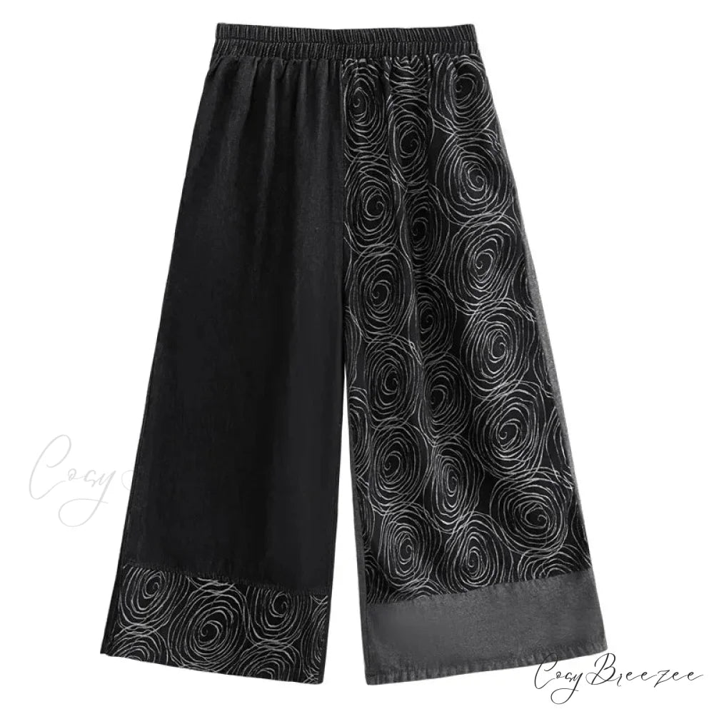 Women Patchwork Casual Denim High Elastic Waist Personality Fashion Loose Wide Leg Korea 2024 Spring Autumn New Jean