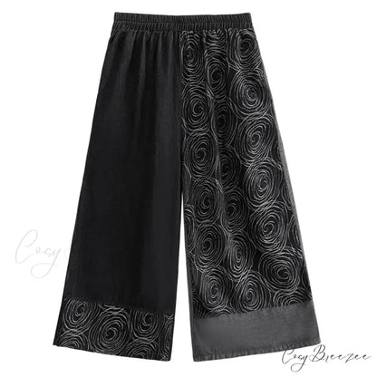 Women Patchwork Casual Denim High Elastic Waist Personality Fashion Loose Wide Leg Korea 2024 Spring Autumn New Jean