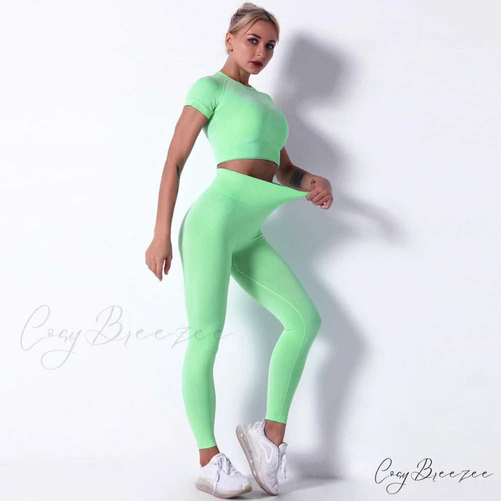 Women Seamless Sports Fitness Tracksuit Running Leggings