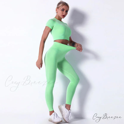 Women Seamless Sports Fitness Tracksuit Running Leggings
