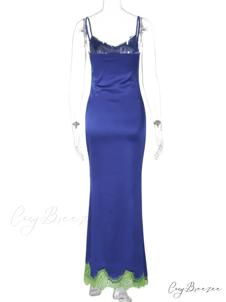 Women Sleeveless Spaghetti Strap Lace Patchwork Summer Party for Cocktail Beach Vestidos Streetwear