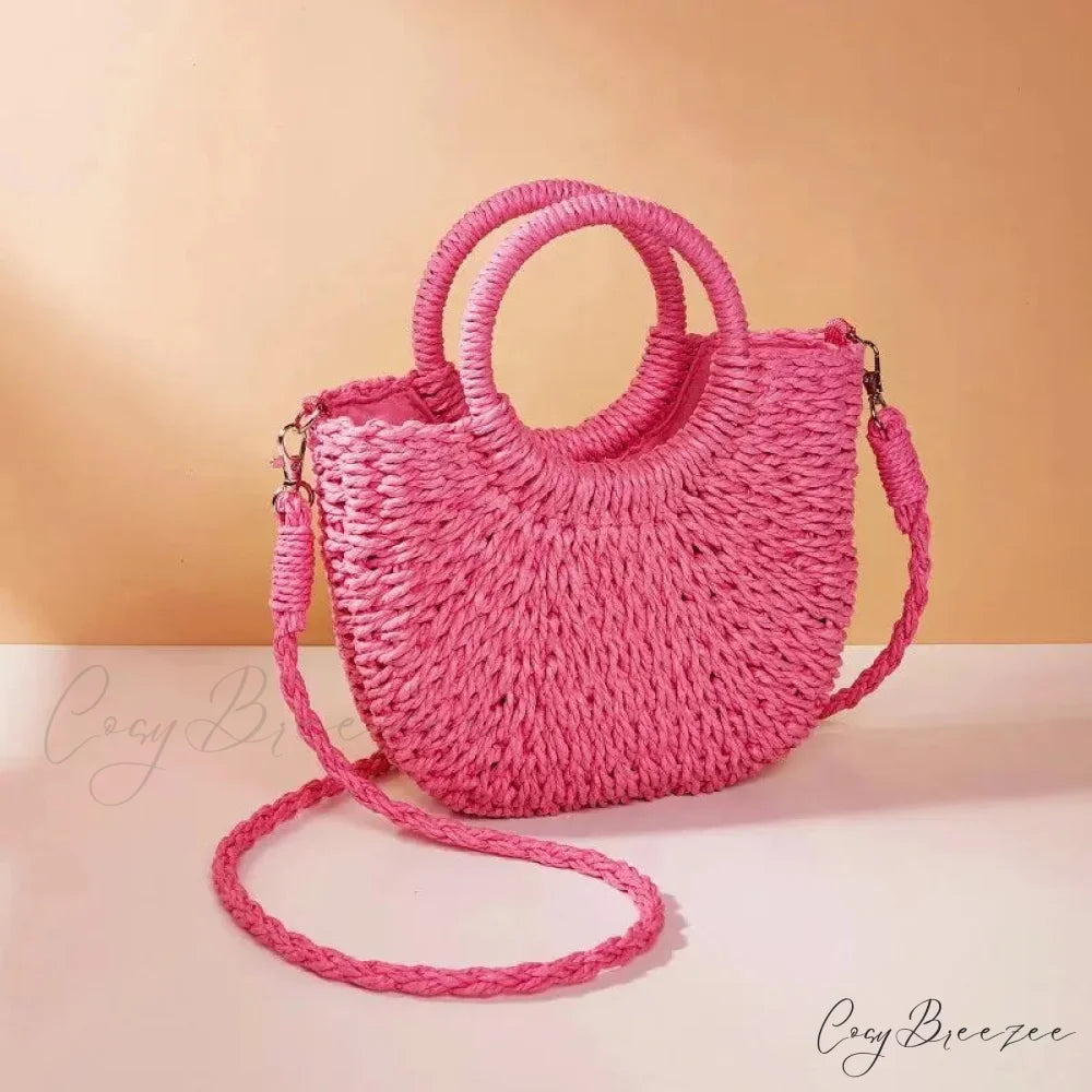 Women Suede Adjustable Crossbody Handbag hot pink handbag-250126