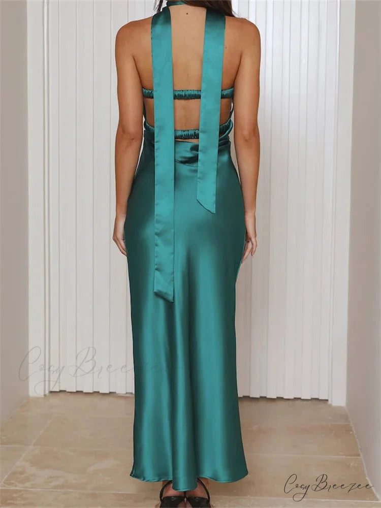 Women Summer Satin Tube Solid Color Strapless Off Shoulder Slim 3D Flower Vestidos with Scarf