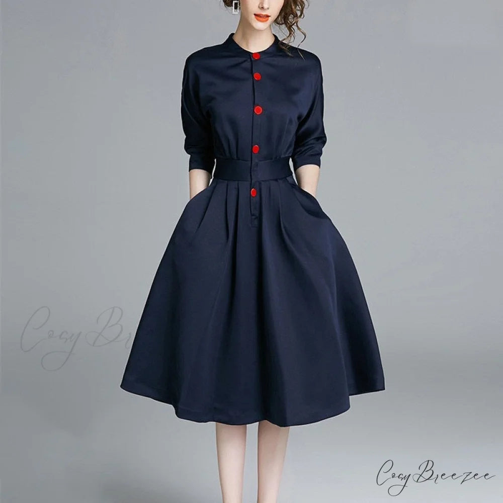 women with single-breasted shirt Elegant for and sleeves long button dress details