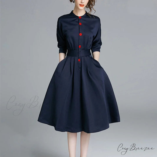 women with single-breasted shirt Elegant for and sleeves long button dress details