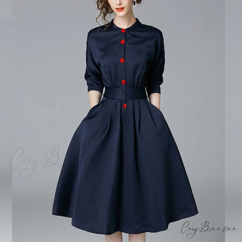 women with single-breasted shirt Elegant for and sleeves long button dress details