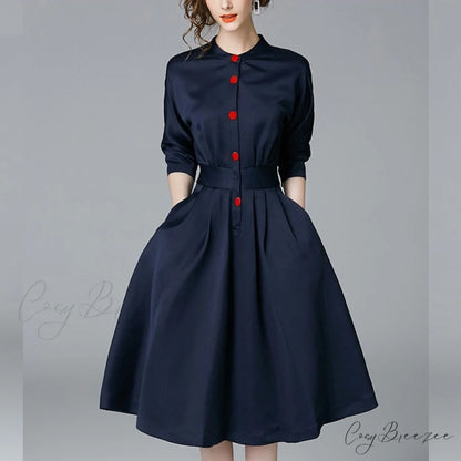 women with single-breasted shirt Elegant for and sleeves long button dress details