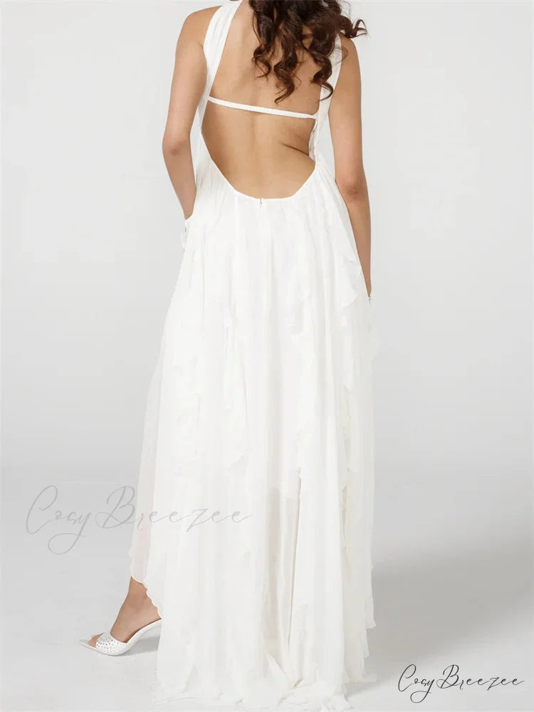 Women Y2K Tube Sexy Strapless Off Shoulder Ruffle Tassel Evening Party Halter Backless Vestidos