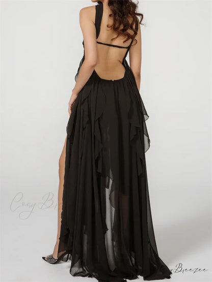 Women Y2K Tube Sexy Strapless Off Shoulder Ruffle Tassel Evening Party Halter Backless Vestidos