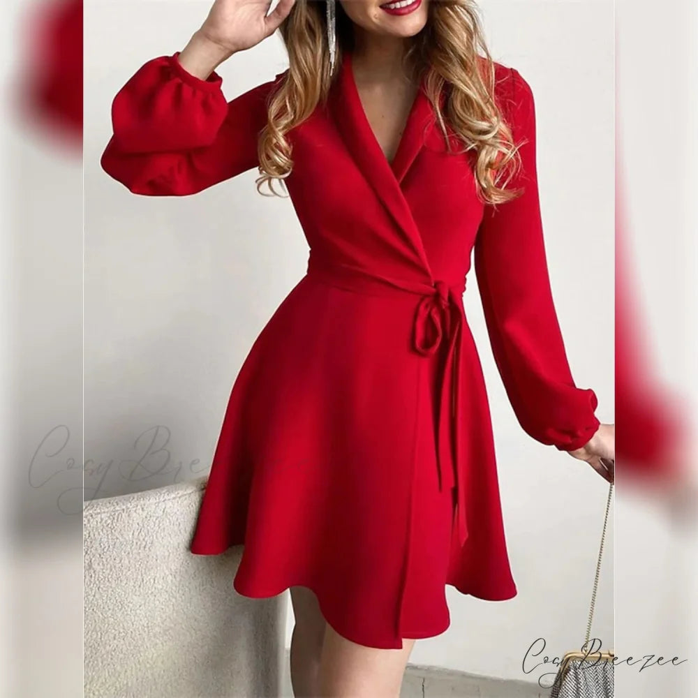 Women’s A Line Modern Dress Blazer Red / S