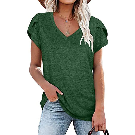 Women's Athleisure T-Shirt V-Neck Top Green __stock:200 clothes refund_fee:800 tops