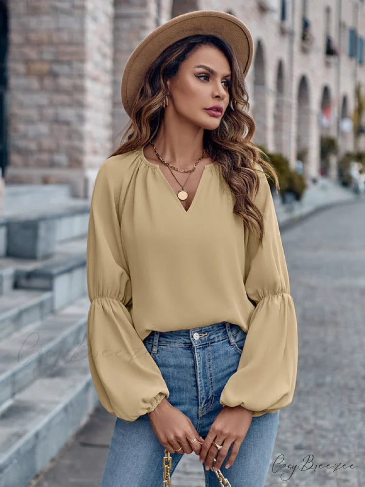 women’s autumn casual tops and for V-neck loose winter