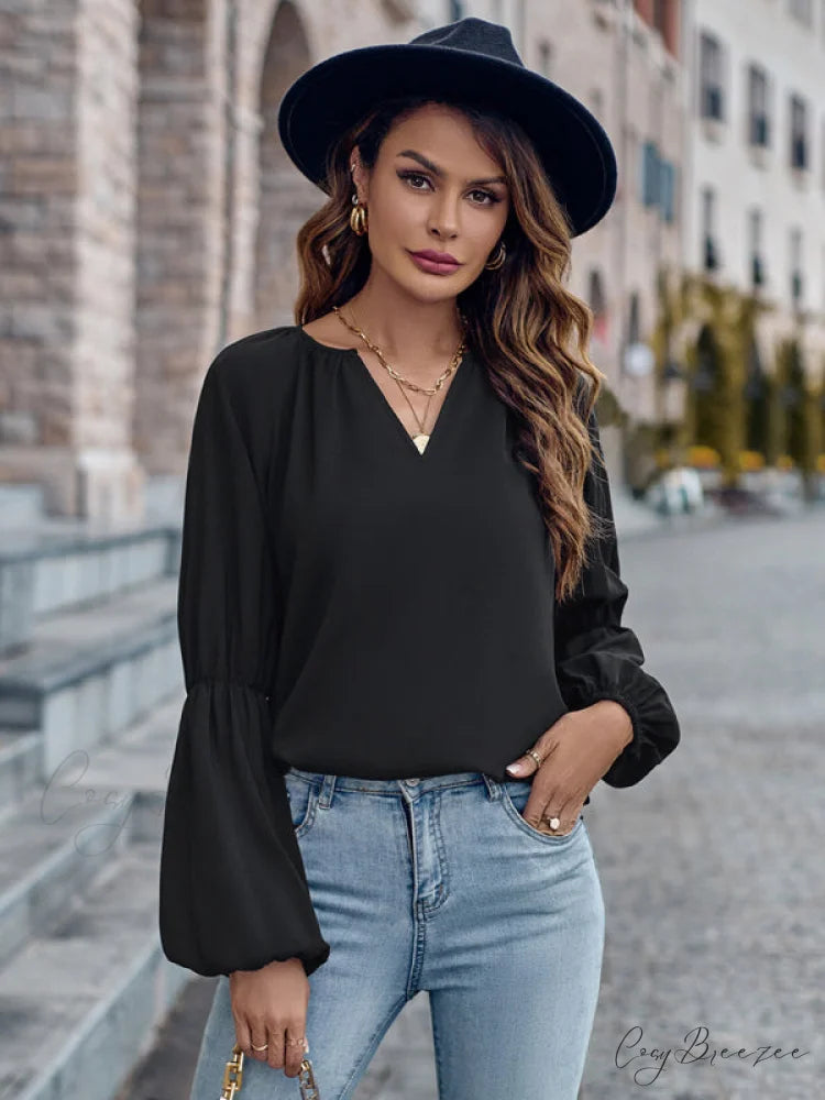 women’s autumn casual tops and for V-neck loose winter