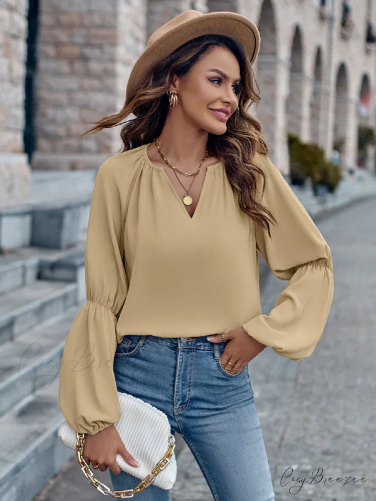 women’s autumn casual tops and for V-neck loose winter