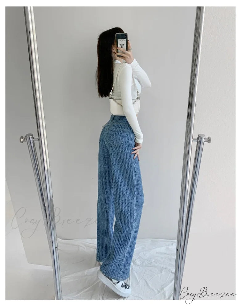 Women’s Baggy - Jeans Streetwear Waist High Denim Casual Trousers