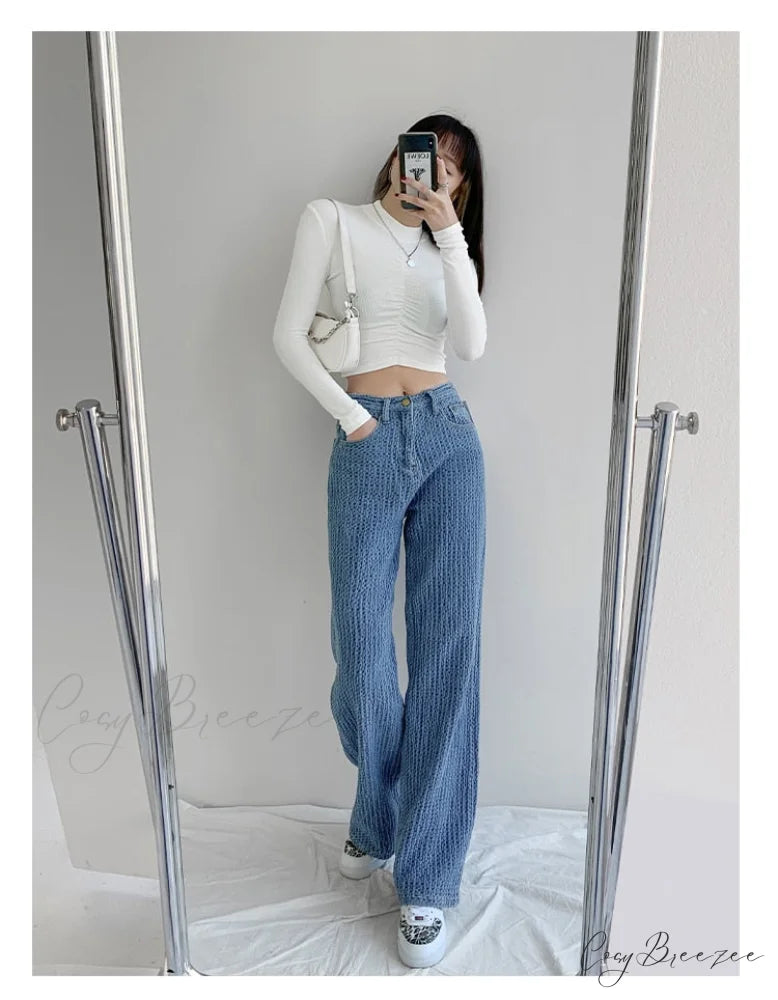 Women’s Baggy - Jeans Streetwear Waist High Denim Casual Trousers