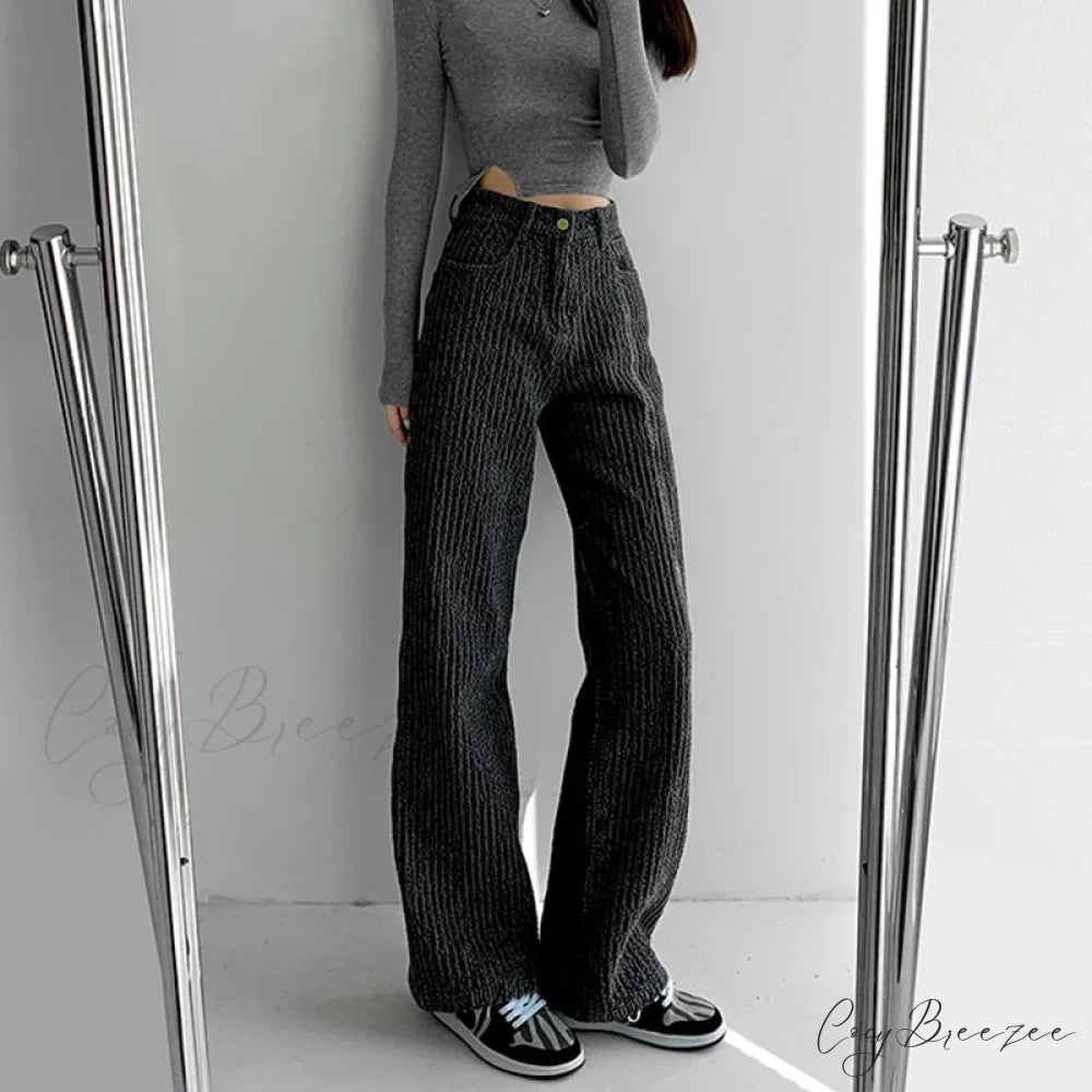 Women’s Baggy - Jeans Streetwear Waist High Denim Casual Trousers black / S(40-47.5kgs)