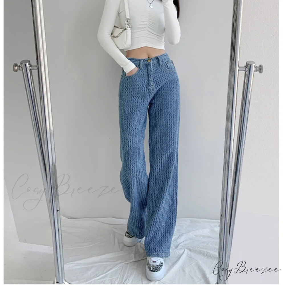 Women’s Baggy - Jeans Streetwear Waist High Denim Casual Trousers blue / S(40-47.5kgs)