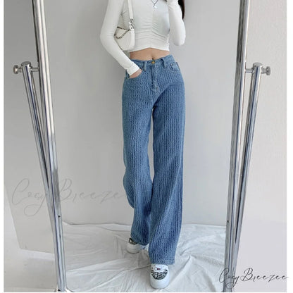 Women’s Baggy - Jeans Streetwear Waist High Denim Casual Trousers blue / S(40-47.5kgs)