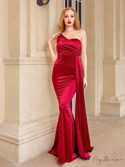 Women’s Blue Evening Green Gown Full-Length Party Royal with Sexy Gown Satin Long Ribbon Draped Dress