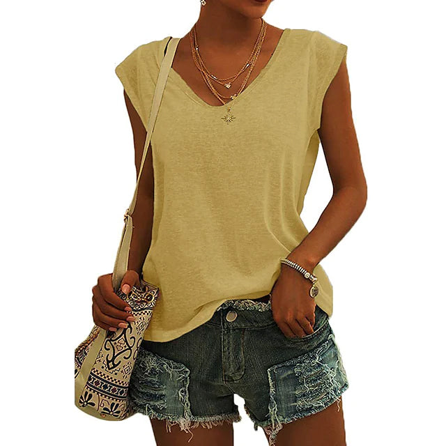 Arm Casual Women's Cap Tank Loose Fit Top