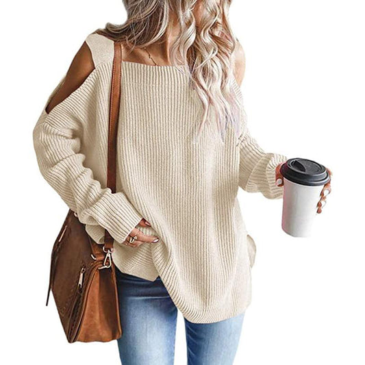 Batwing Tunic Cold Knitted Shoulder Tops for Women