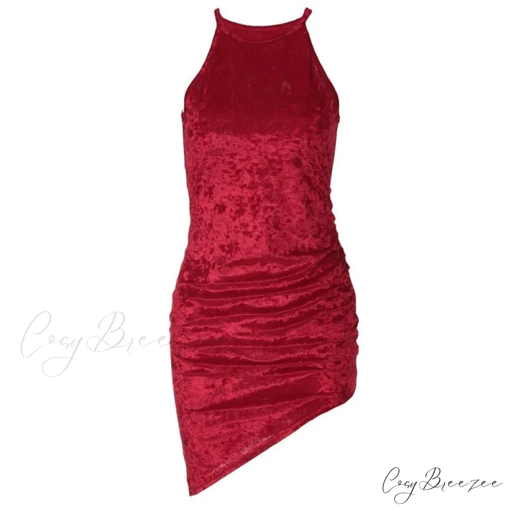 Women’s Elegant Halter Neck Print Bodycon Mini Dress