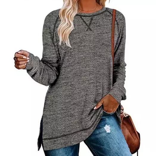 Loose Split Casual Fall Arm Side for Long Tops Tunic Pullover Women