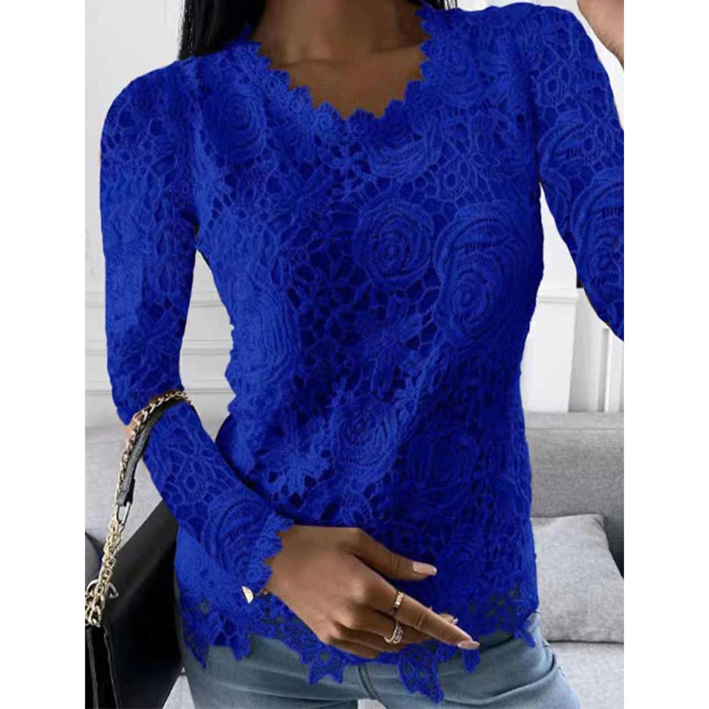 Long Arm Lace for Blouse Blouse Flowered Women