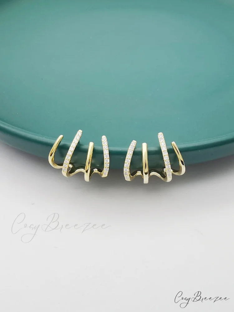 Women’s Geometric One-piece Four-claw Design Earrings