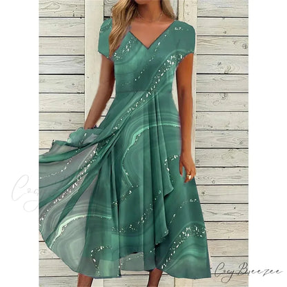 Women’s Long Chiffon Stitching Lace Female Bridesmaids Elegant Maxi Pure Color Round Neck Long Vestidos Dress