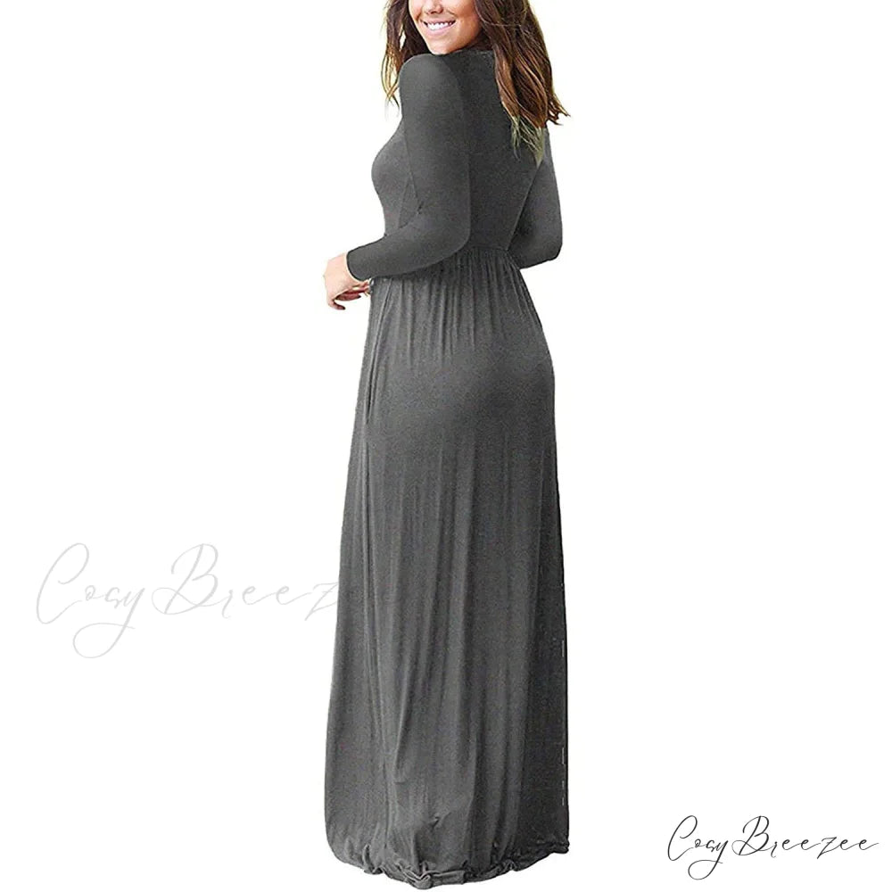 Women’s Long Sleeve Maxi Dress with Pockets