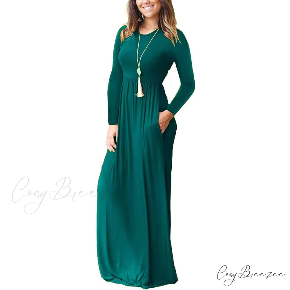 Women’s Long Sleeve Maxi Dress with Pockets