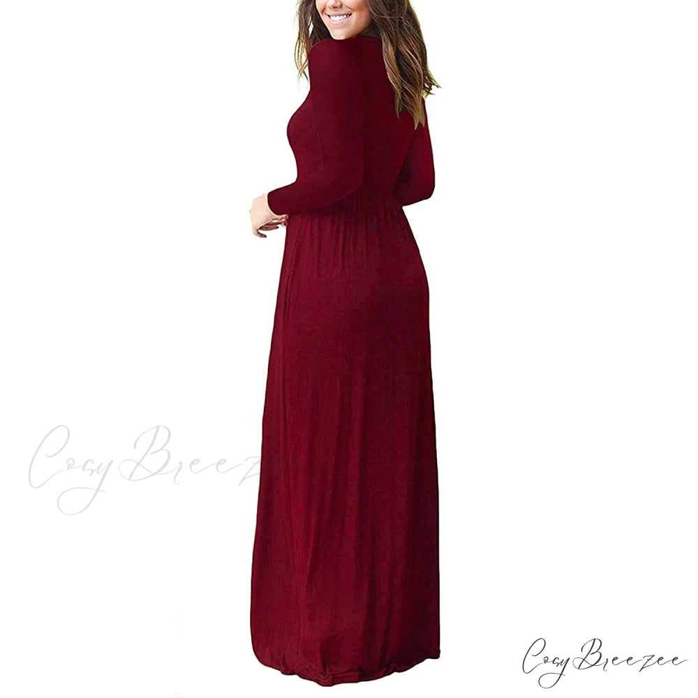 Women’s Long Sleeve Maxi Dress with Pockets