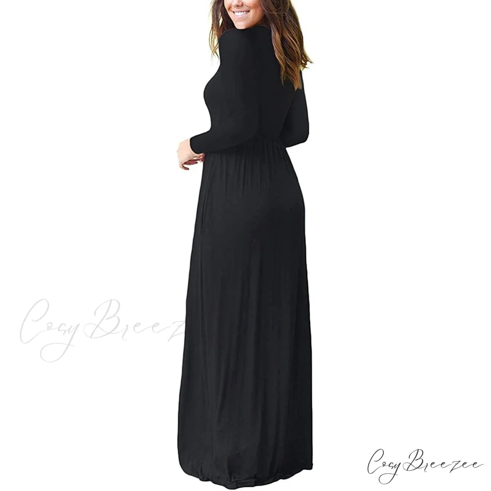 Women’s Long Sleeve Maxi Dress with Pockets