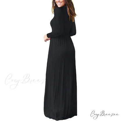 Women’s Long Sleeve Maxi Dress with Pockets