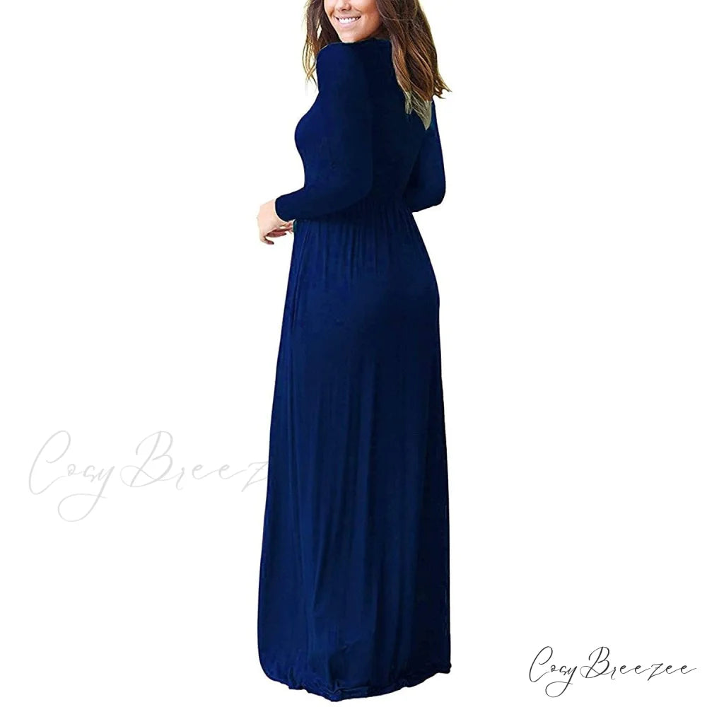 Women’s Long Sleeve Maxi Dress with Pockets