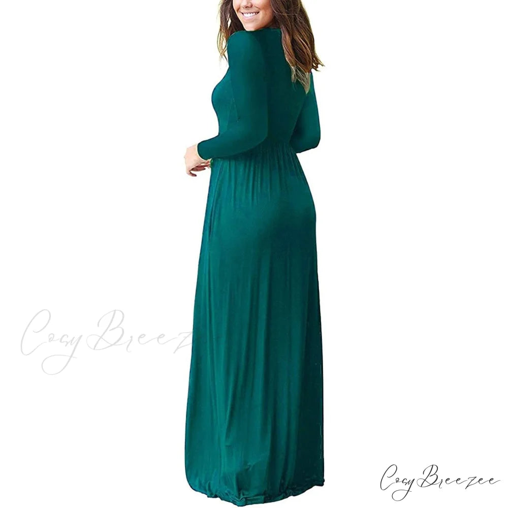 Women’s Long Sleeve Maxi Dress with Pockets