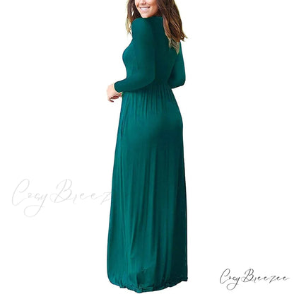 Women’s Long Sleeve Maxi Dress with Pockets