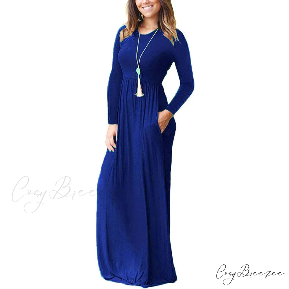 Women’s Long Sleeve Maxi Dress with Pockets