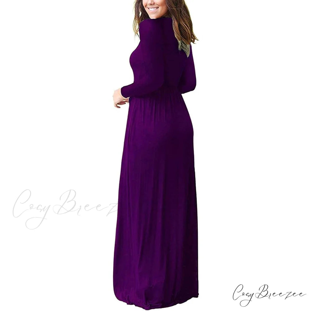 Women’s Long Sleeve Maxi Dress with Pockets