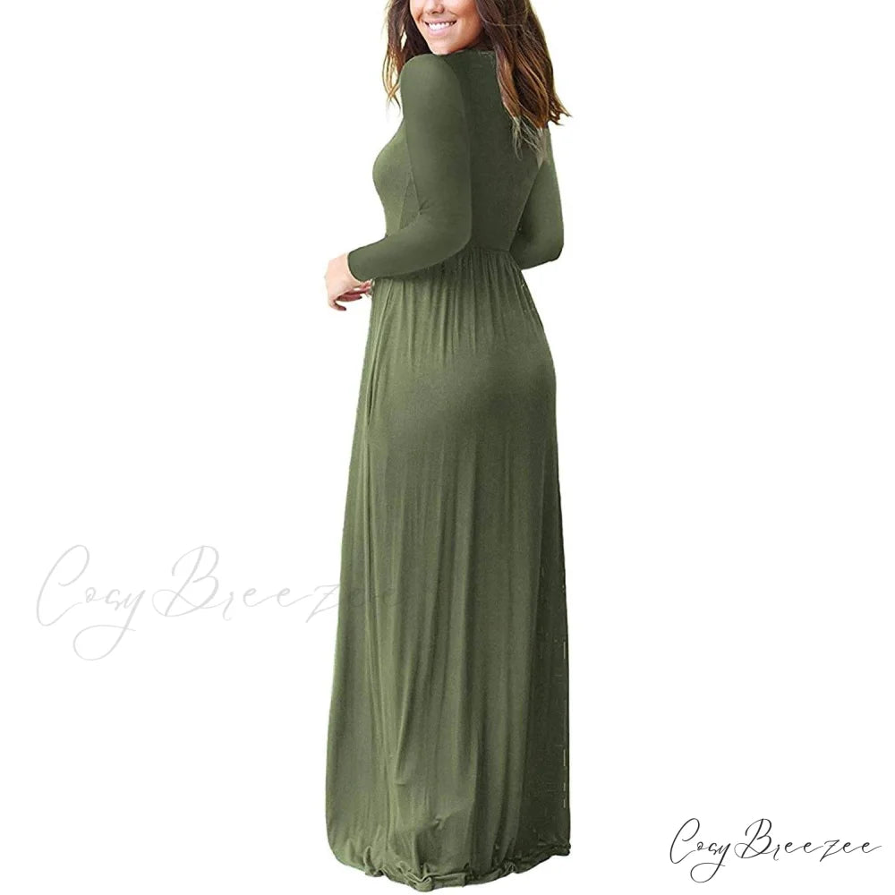 Women’s Long Sleeve Maxi Dress with Pockets