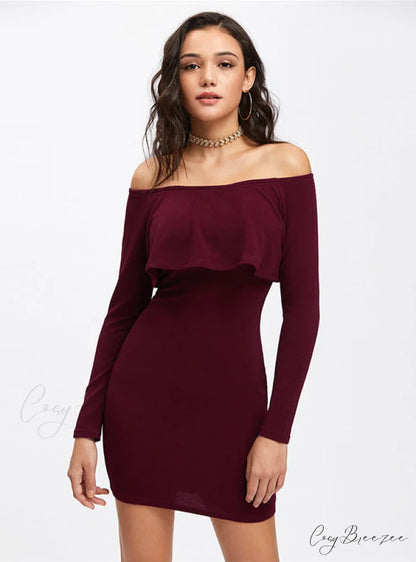 Womens Long Sleeve Mini Dress for Autumn and Winter
