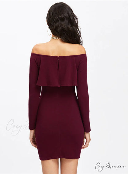 Womens Long Sleeve Mini Dress for Autumn and Winter