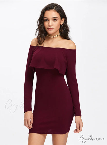 Womens Long Sleeve Mini Dress for Autumn and Winter