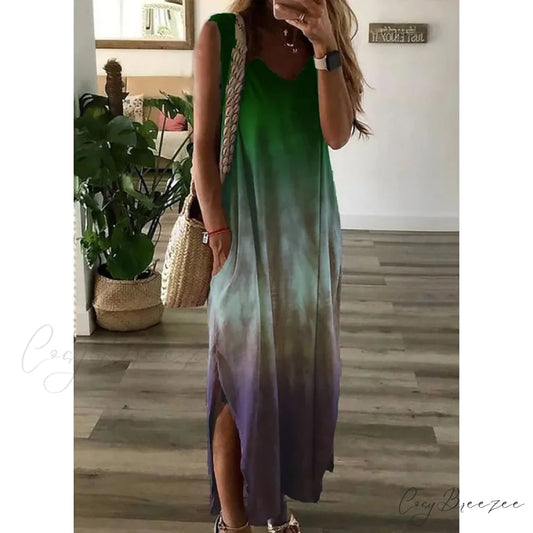 Women’s Maxi Long Shift Dress Green / S