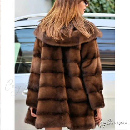 Womens Mink Hooded Long Coat coats-241228