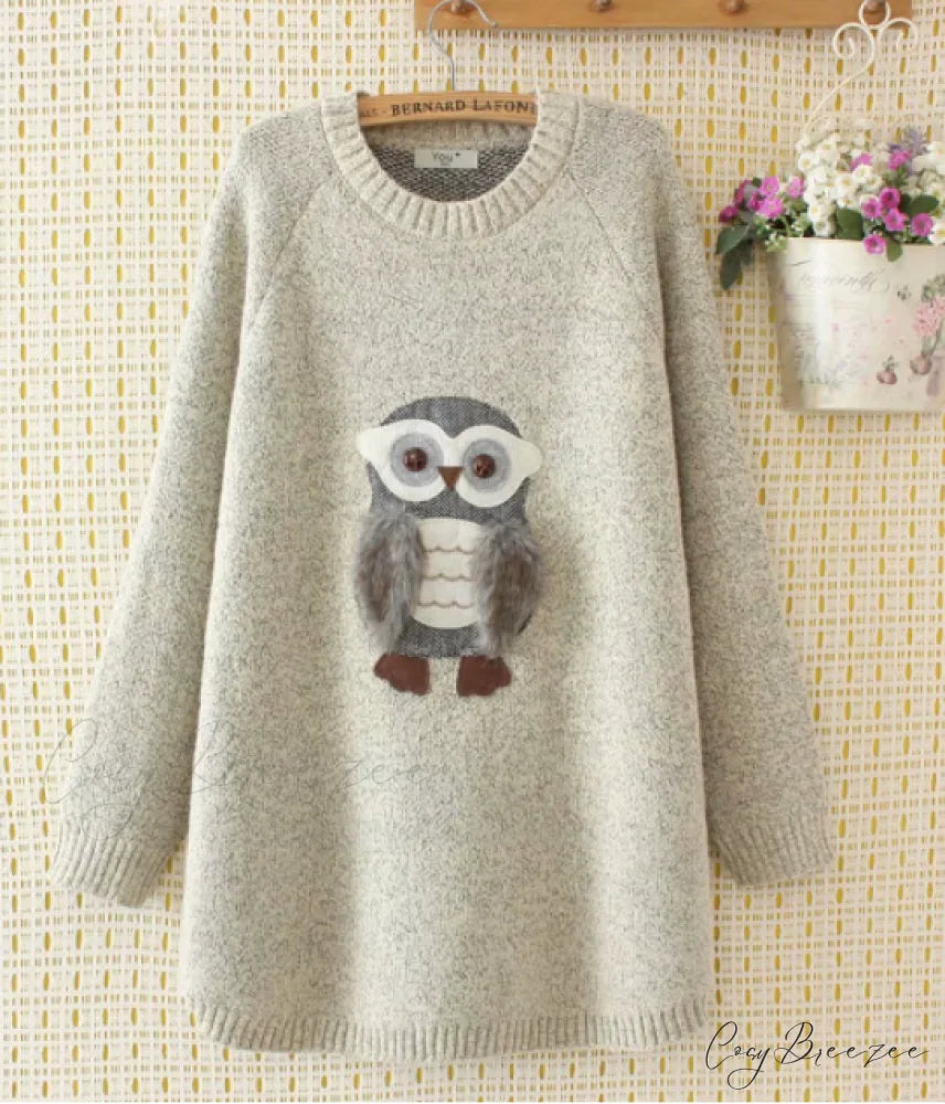Women’s O Neck Long Sleeve Mini Sweater Dress XL / GRAY