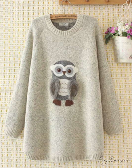 Women’s O Neck Long Sleeve Mini Sweater Dress XL / KHAKI