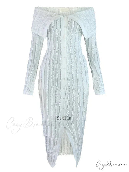 Women’s Pleated Off Shoulder See-Through Fitted Ruched Party Night Sexy Midi Dress